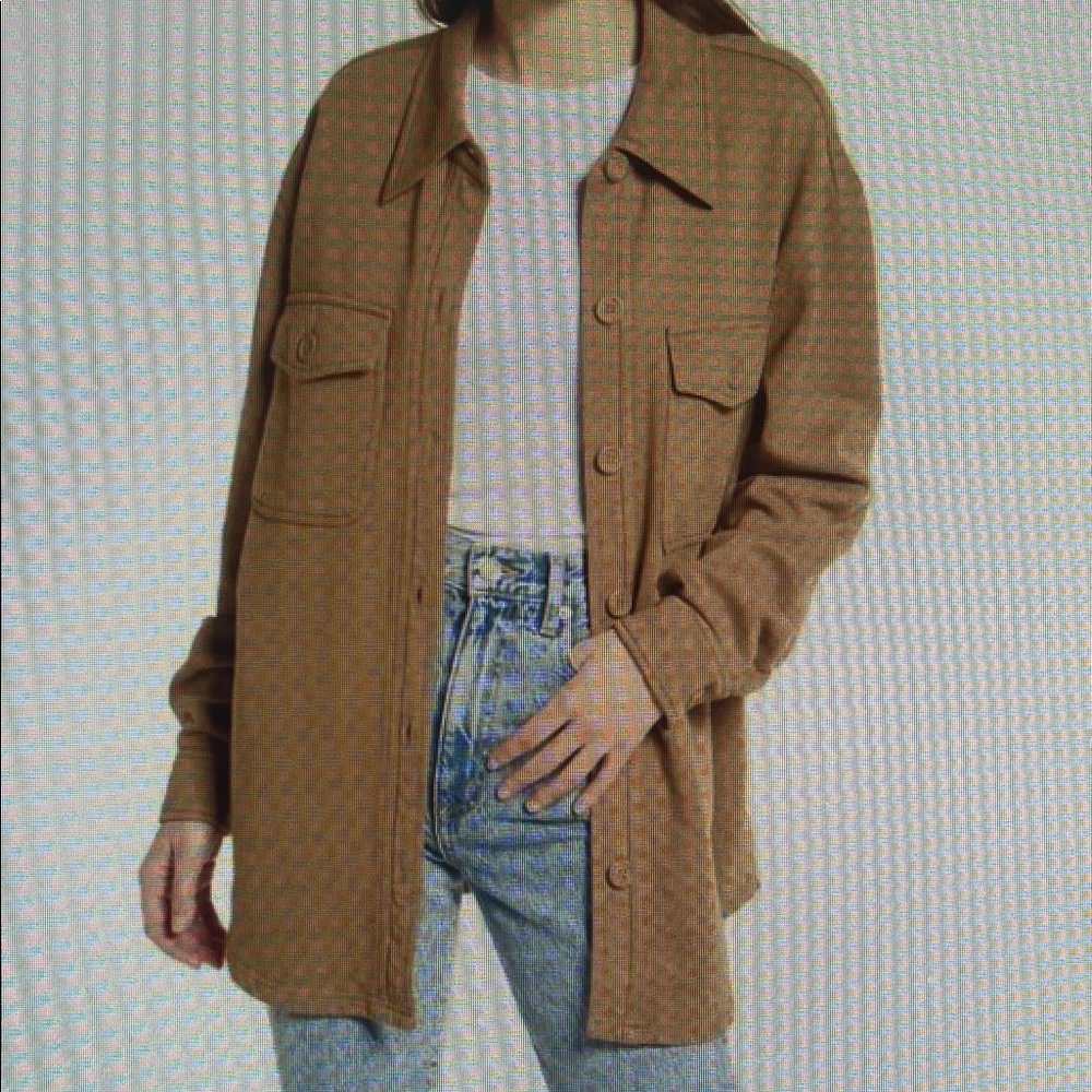 Boyfriend Fit Button Up Schket Chilly Summer Beach Night Neutral Oversized Small